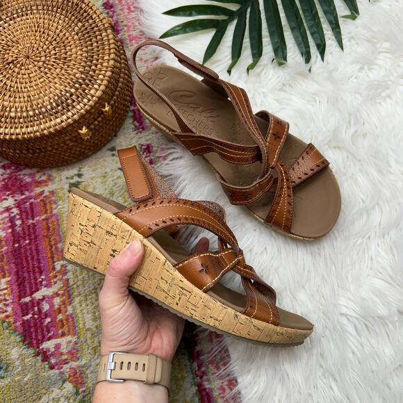 Skechers Shoes - Skechers Brown Sling Back Strappy Beverlee After Sunrise Wedge Sandal 8